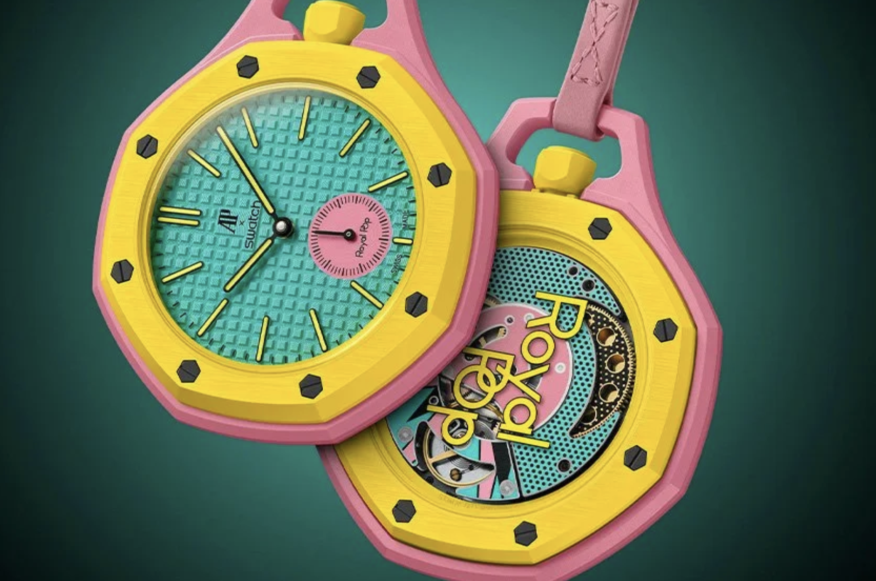 Royal Pop Mint & Yellow pocket watch